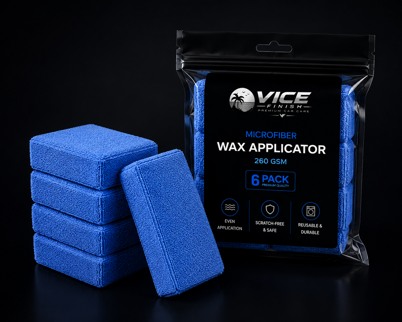 Vice Finish Premium Microfiber Wax Applicators – 6 Pack