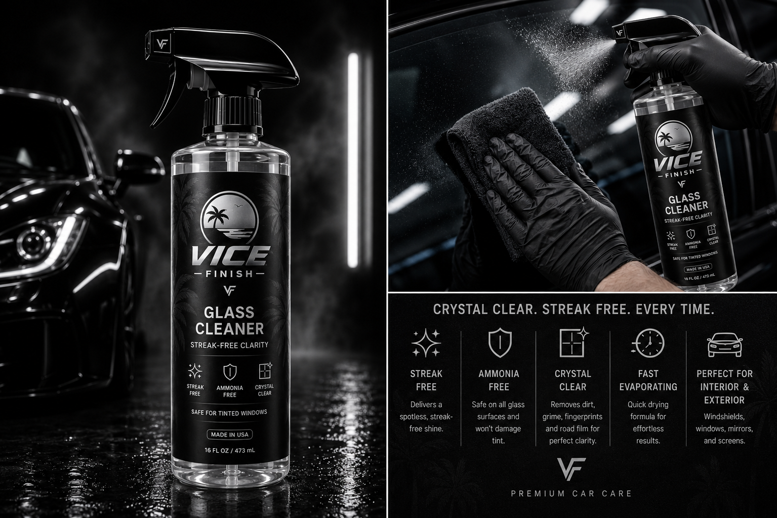 Vice Finish Glass Cleaner – Streak-Free Clarity