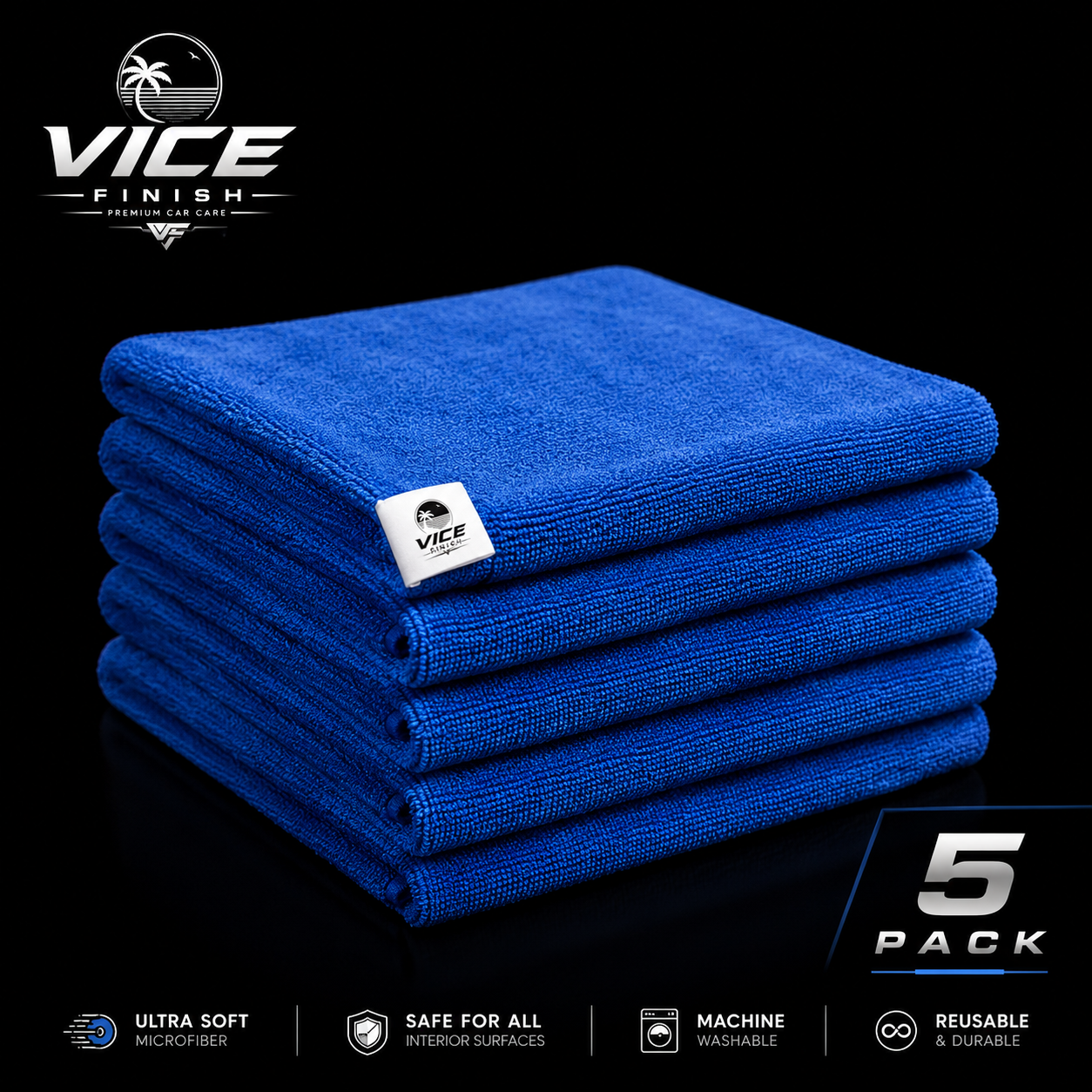 Vice Finish Ultra Soft Interior Microfiber Towels – 5 Pack