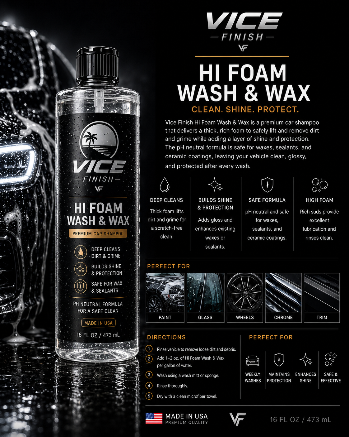 Vice Finish Hi Foam Wash & Wax