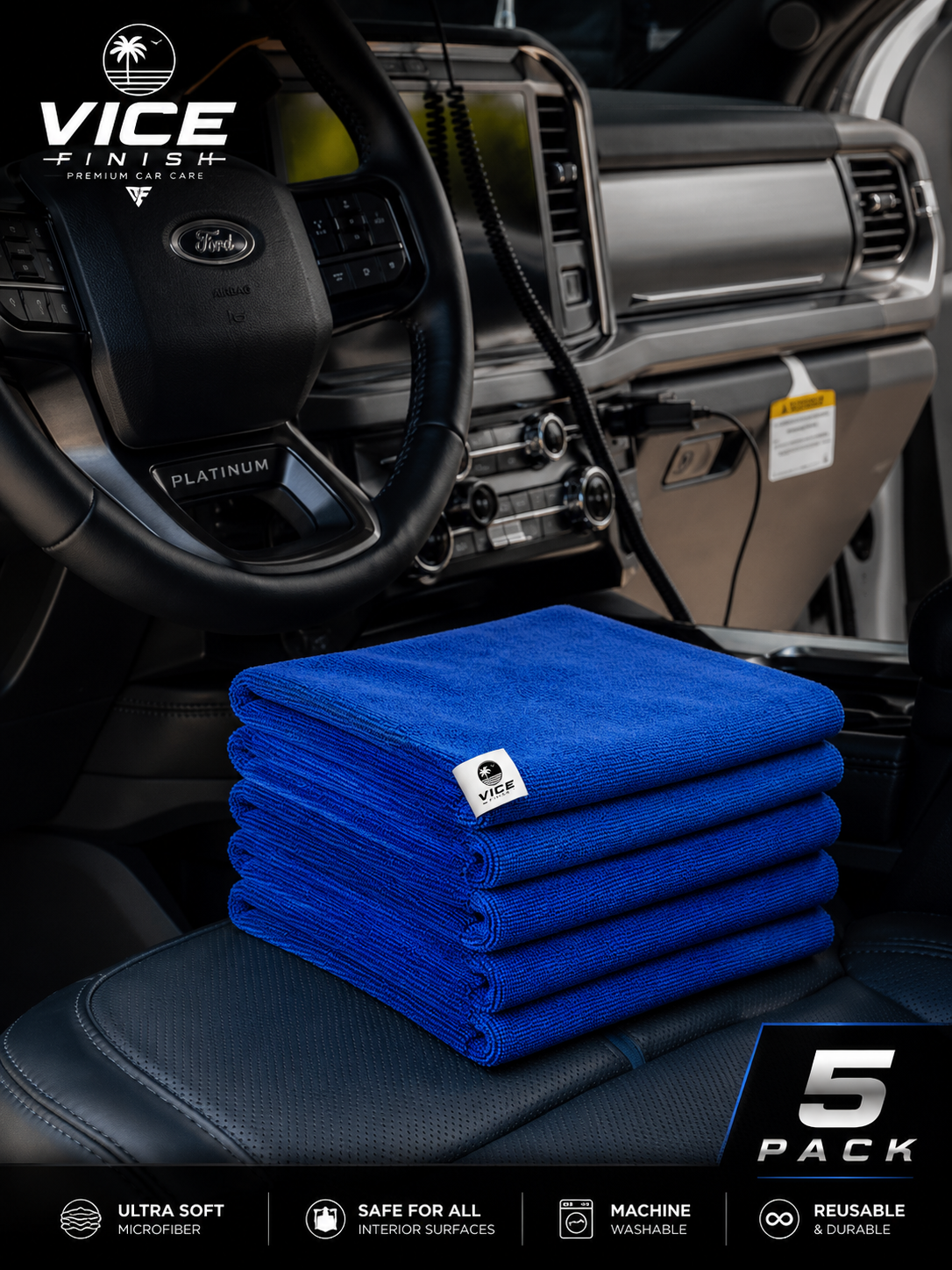 Vice Finish Ultra Soft Interior Microfiber Towels – 5 Pack